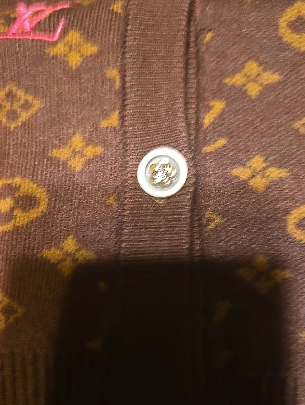 Louis Vuitton Brown Monogram Button-Front Cardigan    PLEASE READ FULL DESCRIPT! - Picture 3 of 5